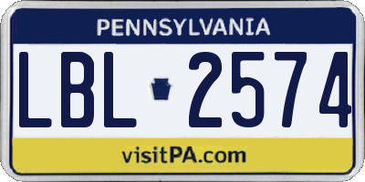 PA license plate LBL2574