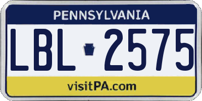 PA license plate LBL2575