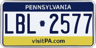 PA license plate LBL2577