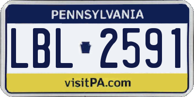 PA license plate LBL2591