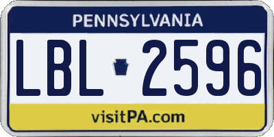 PA license plate LBL2596
