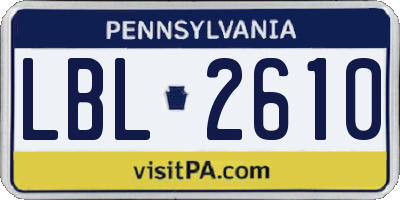 PA license plate LBL2610