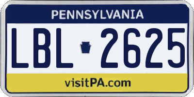 PA license plate LBL2625