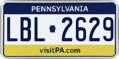 PA license plate LBL2629