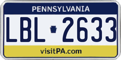 PA license plate LBL2633