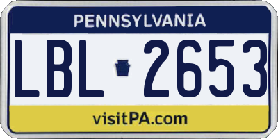 PA license plate LBL2653