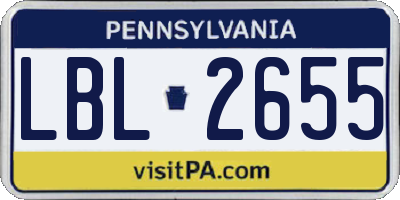 PA license plate LBL2655