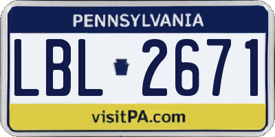 PA license plate LBL2671