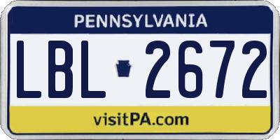 PA license plate LBL2672