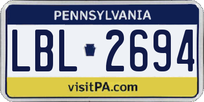 PA license plate LBL2694