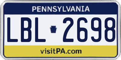 PA license plate LBL2698