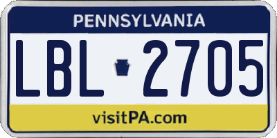 PA license plate LBL2705