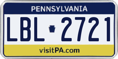 PA license plate LBL2721