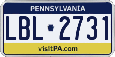 PA license plate LBL2731