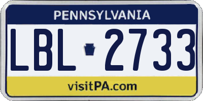 PA license plate LBL2733