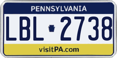 PA license plate LBL2738