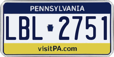 PA license plate LBL2751