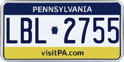 PA license plate LBL2755