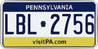 PA license plate LBL2756