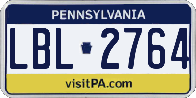 PA license plate LBL2764