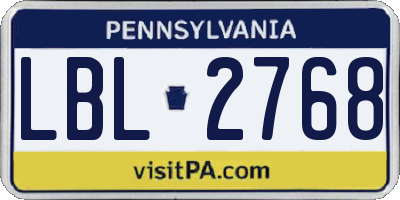 PA license plate LBL2768