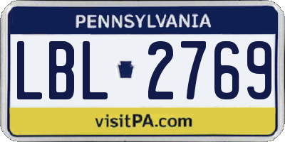 PA license plate LBL2769