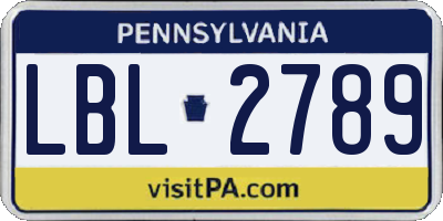 PA license plate LBL2789