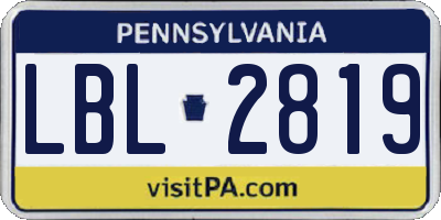 PA license plate LBL2819