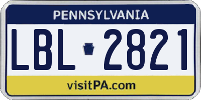 PA license plate LBL2821