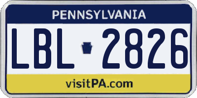 PA license plate LBL2826