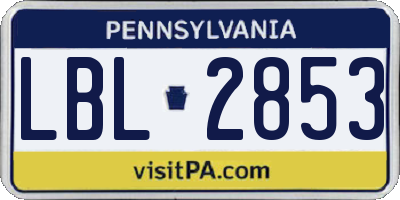 PA license plate LBL2853