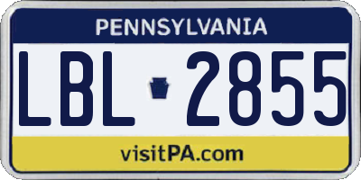 PA license plate LBL2855
