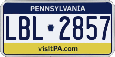 PA license plate LBL2857