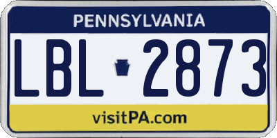 PA license plate LBL2873