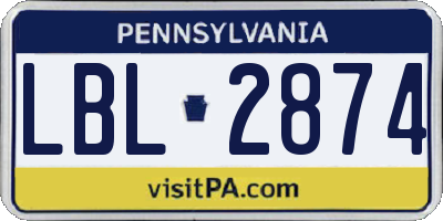 PA license plate LBL2874