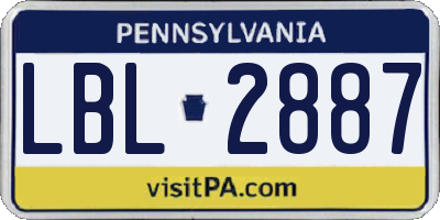 PA license plate LBL2887