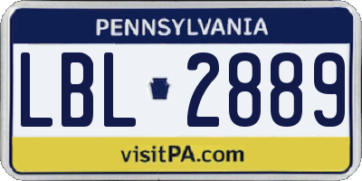 PA license plate LBL2889