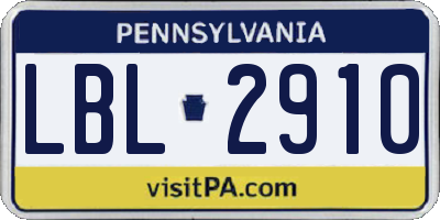 PA license plate LBL2910
