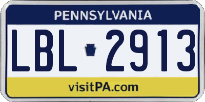 PA license plate LBL2913