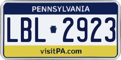 PA license plate LBL2923