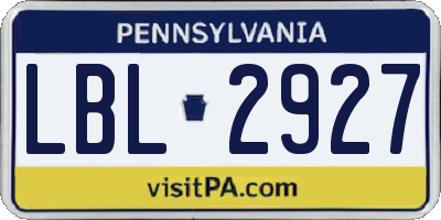 PA license plate LBL2927
