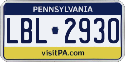 PA license plate LBL2930