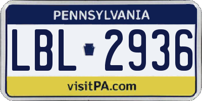 PA license plate LBL2936