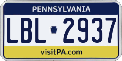 PA license plate LBL2937