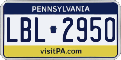 PA license plate LBL2950