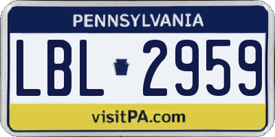 PA license plate LBL2959