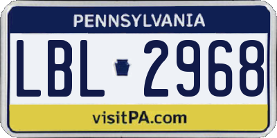 PA license plate LBL2968