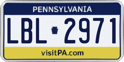 PA license plate LBL2971