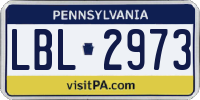 PA license plate LBL2973