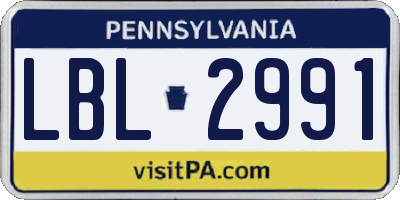 PA license plate LBL2991